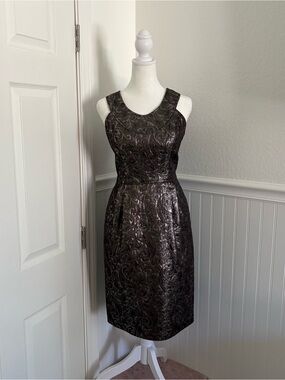 Metallic Evan Picone Black and Silver Sheath Dress - Evening Cocktail size 10